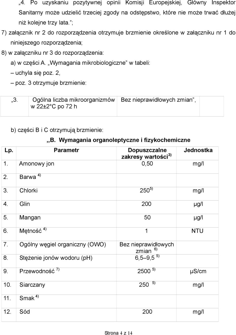 Wymagania mikrobiologiczne w tabeli: uchyla się poz. 2, poz. 3 otrzymuje brzmienie: 3.