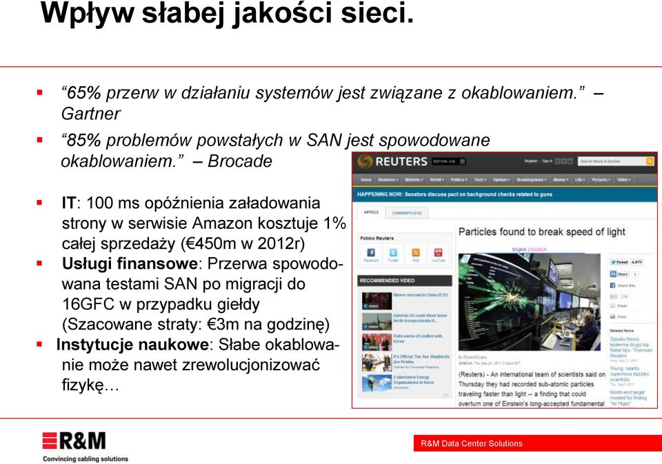 Brocade IT: 100 ms opóźnienia załadowania strony w serwisie Amazon kosztuje 1% całej sprzedaży ( 450m w 2012r)