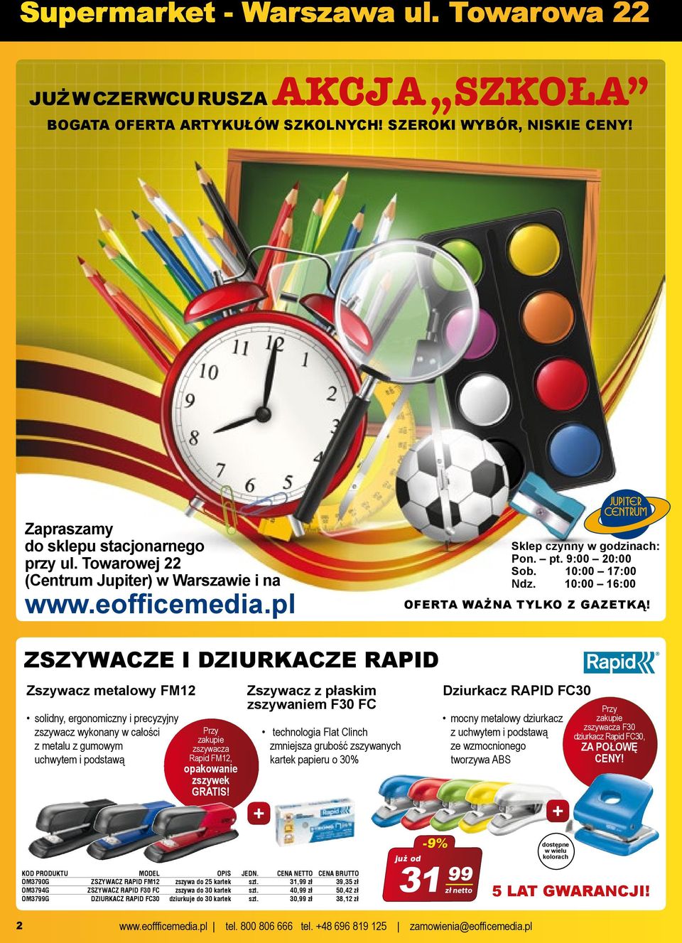 ZSZYWACZE I DZIURKACZE RAPID Zszywacz metalowy FM12 solidny, ergonomiczny i precyzyjny zszywacz wykonany w całości z metalu z gumowym uchwytem i podstawą Przy zakupie zszywacza Rapid FM12, opakowanie