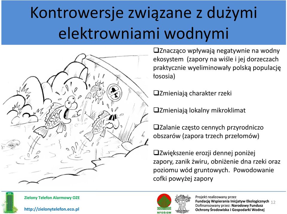 lokalny mikroklimat Zalanie często cennych przyrodniczo obszarów (zapora trzech przełomów) Zwiększenie erozji