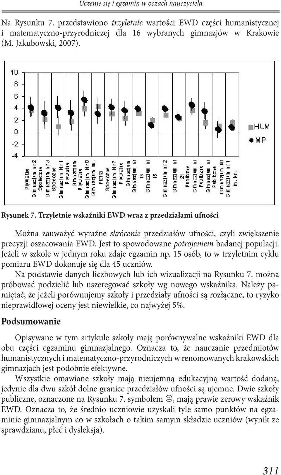 Jest to spowodowane potrojeniem badanej populacji. Jeżeli w szkole w jednym roku zdaje egzamin np. 15 osób, to w trzyletnim cyklu pomiaru EWD dokonuje się dla 45 uczniów.