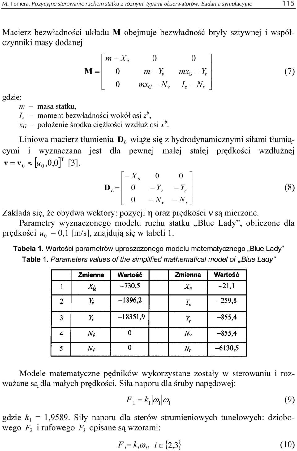 moment bezwładności woół osi z b, x G położenie środa ciężości wzdłuż osi x b.