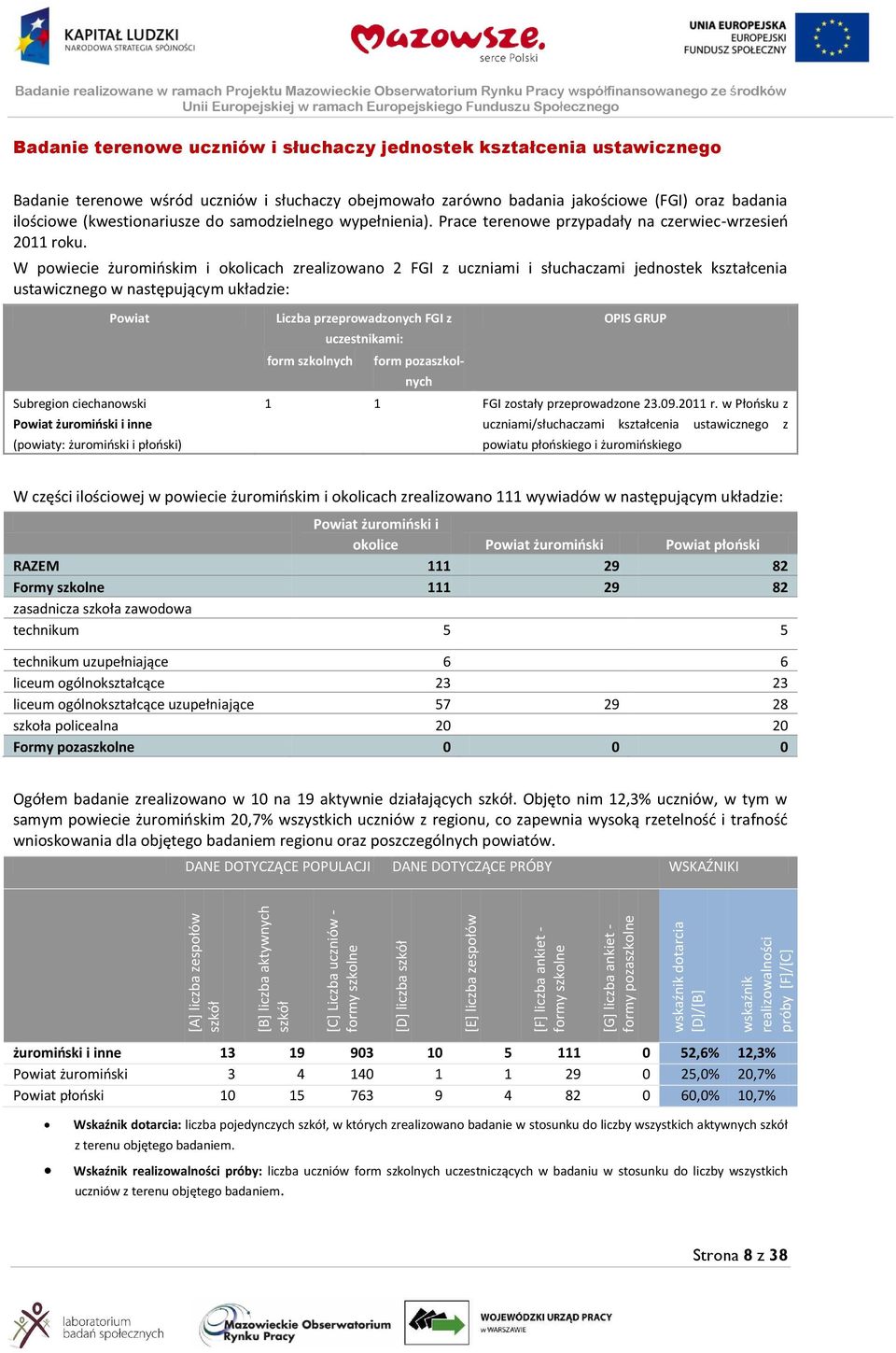 słuchaczy jednostek kształcenia ustawicznego Badanie terenowe wśród uczniów i słuchaczy obejmowało zarówno badania jakościowe (FGI) oraz badania ilościowe (kwestionariusze do samodzielnego