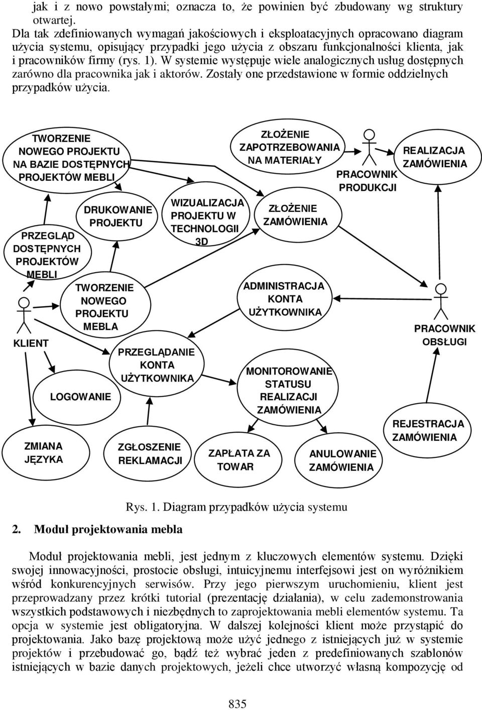 W systemie występuje wiele analogicznych usług dostępnych zarówno dla pracownika jak i aktorów. Zostały one przedstawione w formie oddzielnych przypadków użycia.