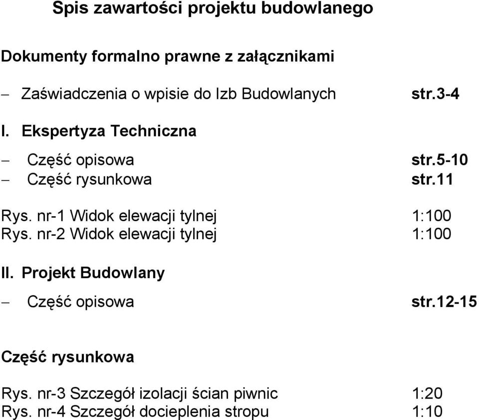 nr-1 Widok elewacji tylnej 1:100 Rys. nr-2 Widok elewacji tylnej 1:100 II.