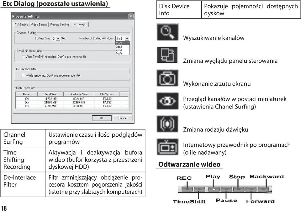 (bufor korzysta z przestrzeni Kasowanie plików Recording dyskowej HDD) Wybranie z submenu opcji Delete spowoduje skasowanie De-interlace bieżącego pliku.