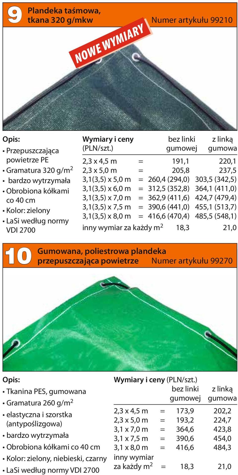 ) gumowej gumowa 2,3 x 4,5 m = 191,1 220,1 2,3 x 5,0 m = 205,8 237,5 3,1(3,5) x 5,0 m = 260,4 (294,0) 303,5 (342,5) 3,1(3,5) x 6,0 m = 312,5 (352,8) 364,1 (411,0) 3,1(3,5) x 7,0 m = 362,9 (411,6)