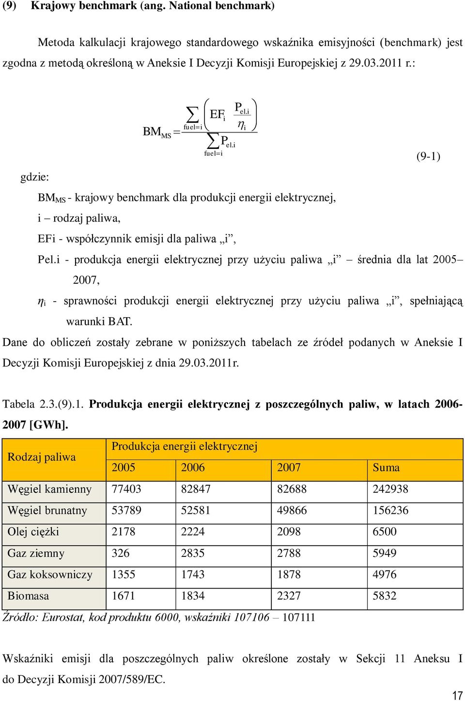 - produkcja energ elektrycznej przy użycu palwa średna dla lat 2005 2007, η - sprawnośc produkcj energ elektrycznej przy użycu palwa, spełnającą warunk BAT.