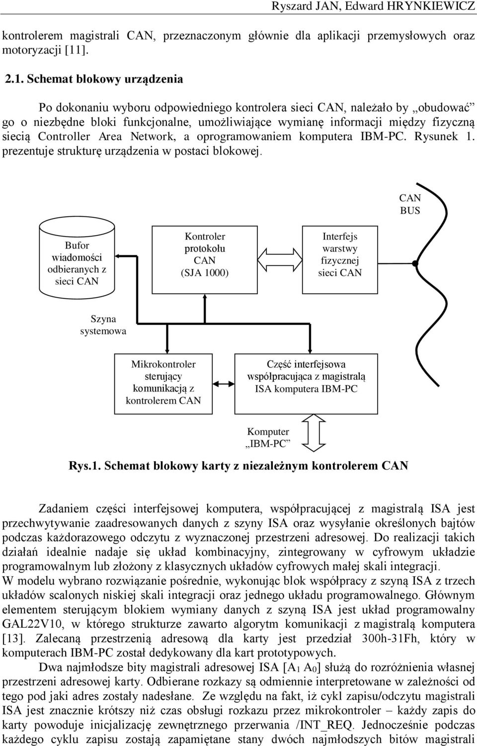 Schemat blokowy urządzenia Po dokonaniu wyboru odpowiedniego kontrolera sieci, należało by obudować go o niezbędne bloki funkcjonalne, umożliwiające wymianę informacji między fizyczną siecią