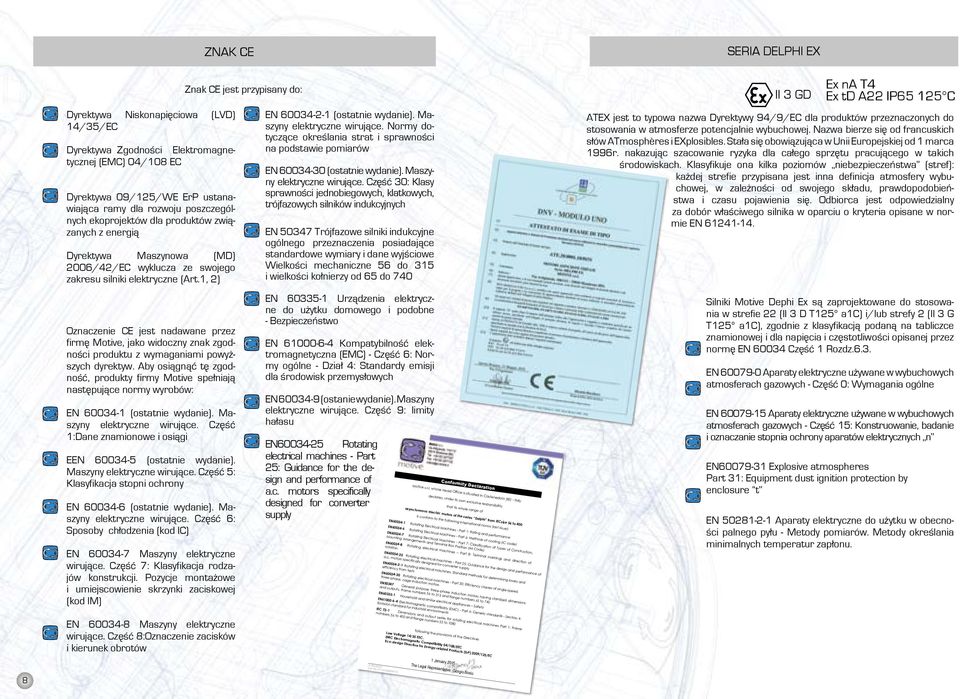 ramy dla rozwoju poszczególnych ekoprojektów dla produktów związanych z energią Dyrektywa Maszynowa (MD) 2006/42/EC wyklucza ze swojego zakresu silniki elektryczne (Art.