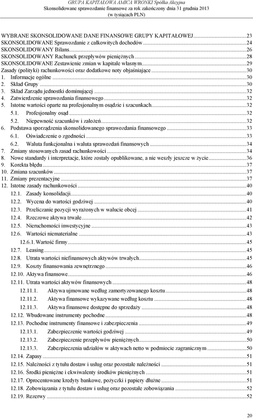 Zatwierdzenie sprawozdania finansowego... 32 5. Istotne wartości oparte na profesjonalnym osądzie i szacunkach... 32 5.1. Profesjonalny osąd... 32 5.2. Niepewność szacunków i założeń... 32 6.