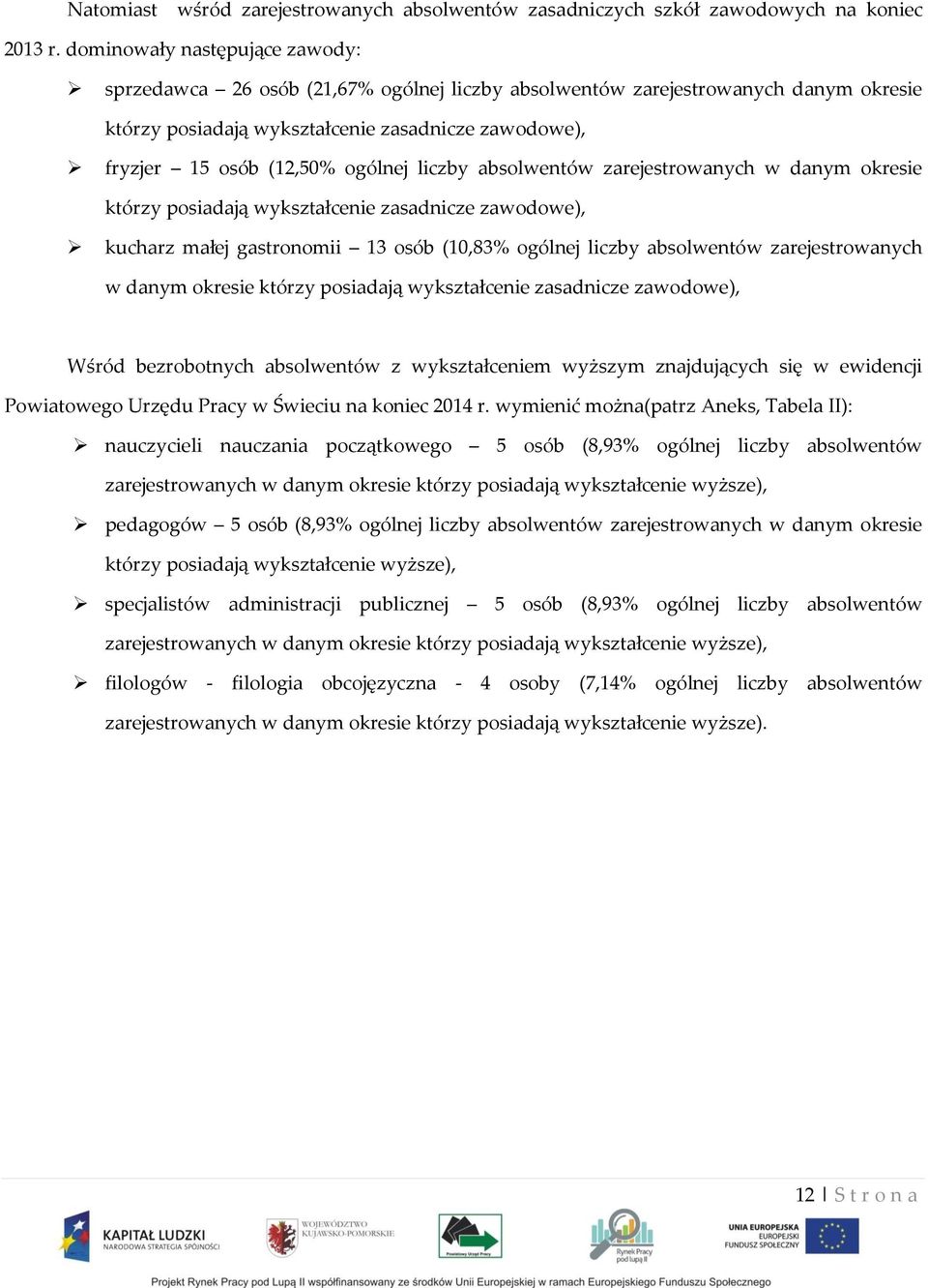 abslwentów zarejestrwanych w danym kresie którzy psiadają wykształcenie zasadnicze zawdwe), kucharz małej gastrnmii 13 sób (10,83% gólnej liczby abslwentów zarejestrwanych w danym kresie którzy