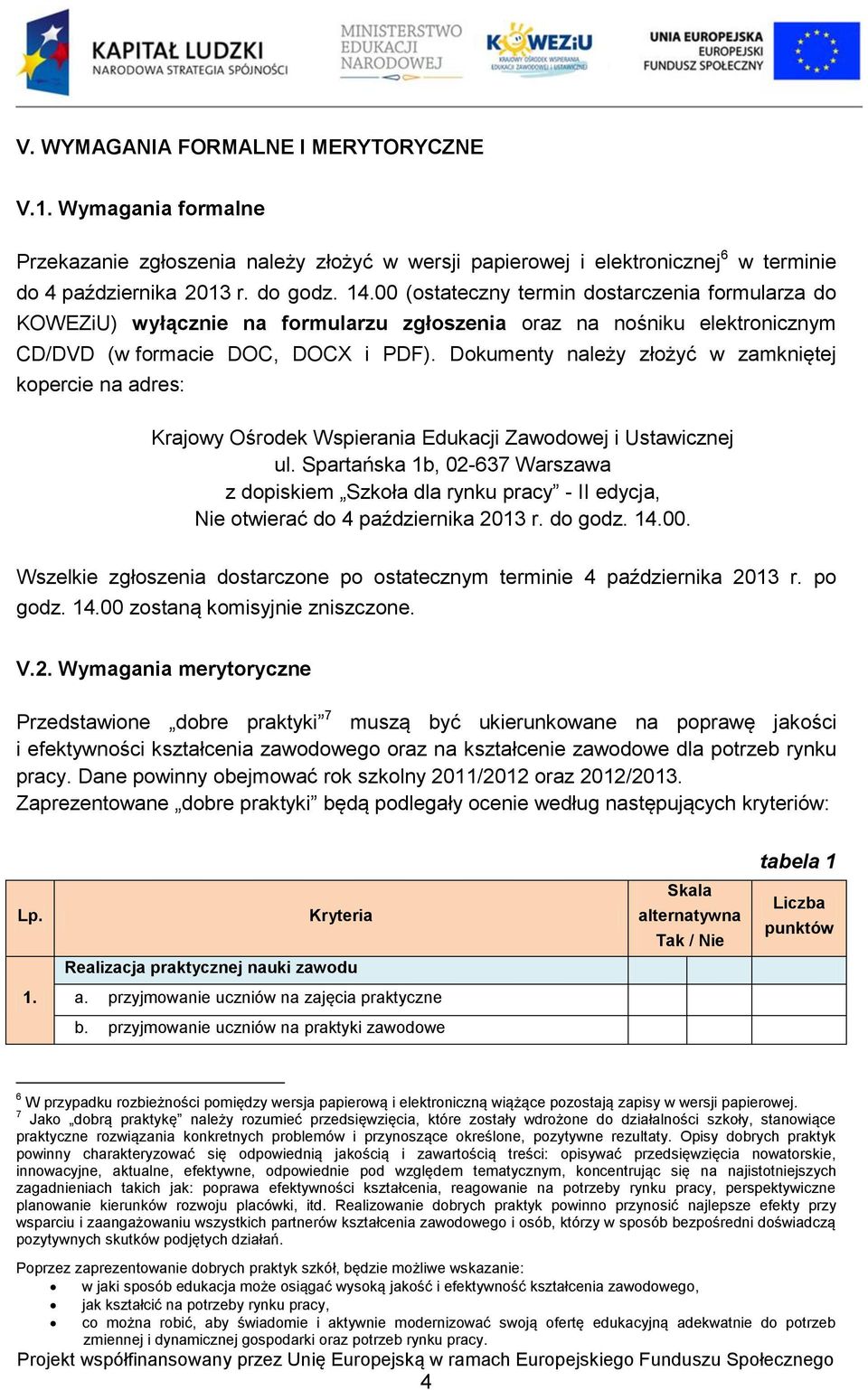 Dokumenty należy złożyć w zamkniętej kopercie na adres: Krajowy Ośrodek Wspierania Edukacji Zawodowej i Ustawicznej ul.