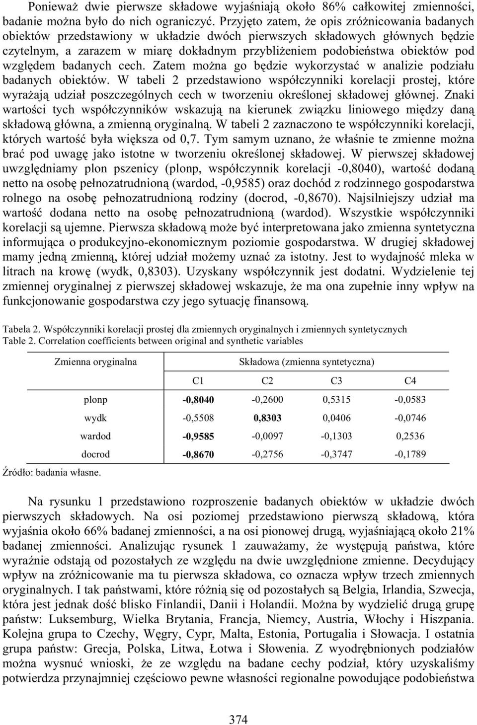 pod wzgl dem badanych cech. Zatem mo na go b dzie wykorzysta w analizie podzia u badanych obiektów.