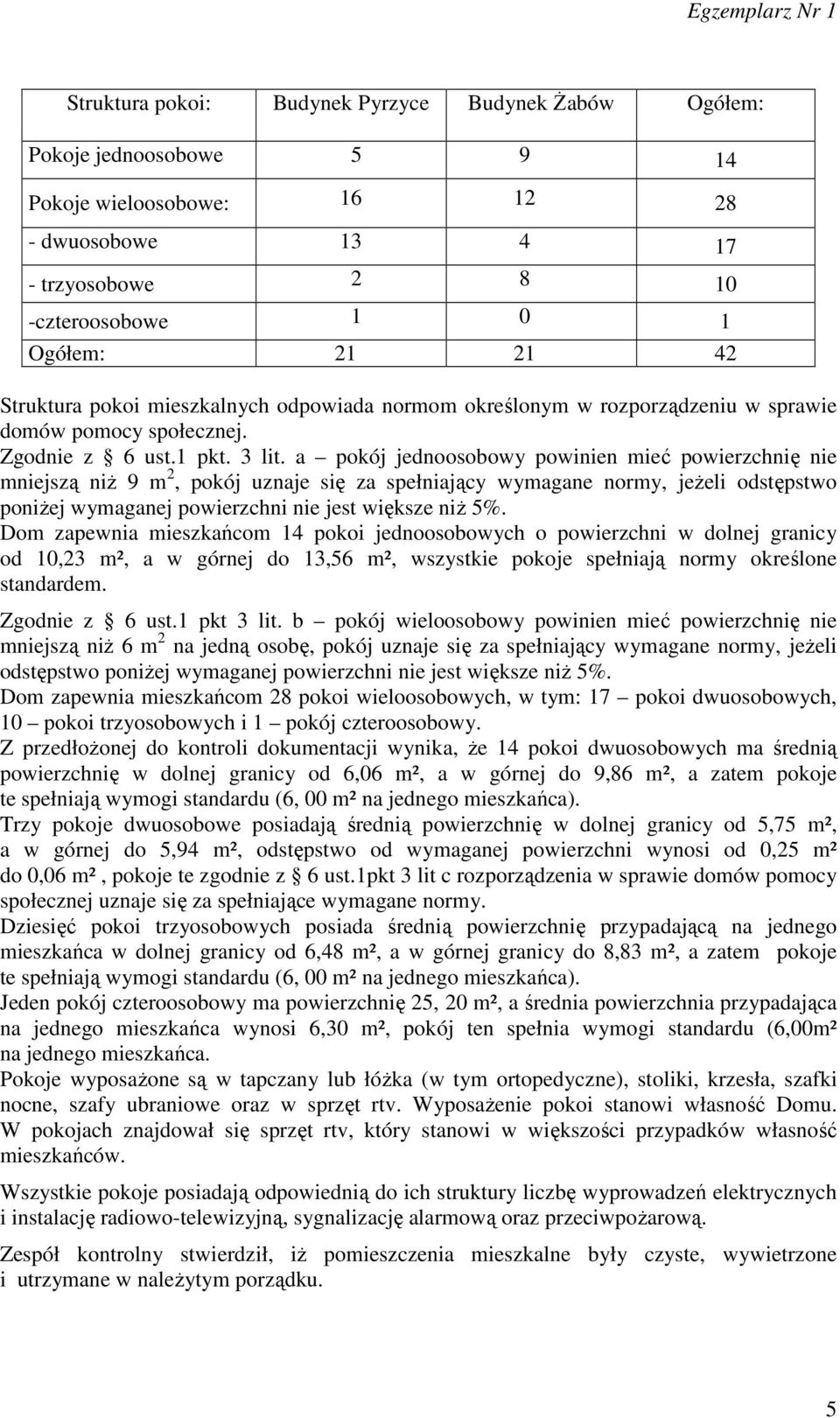 a pokój jednoosobowy powinien mieć powierzchnię nie mniejszą niż 9 m 2, pokój uznaje się za spełniający wymagane normy, jeżeli odstępstwo poniżej wymaganej powierzchni nie jest większe niż 5%.