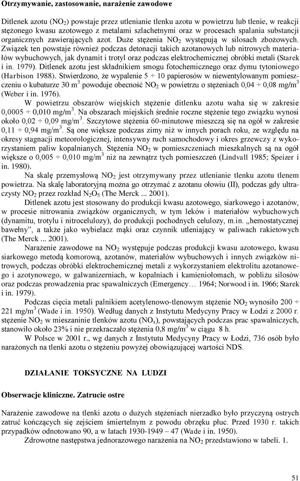 Związek ten powstaje również podczas detonacji takich azotanowych lub nitrowych materiałów wybuchowych, jak dynamit i trotyl oraz podczas elektrochemicznej obróbki metali (Starek i in. 1979).