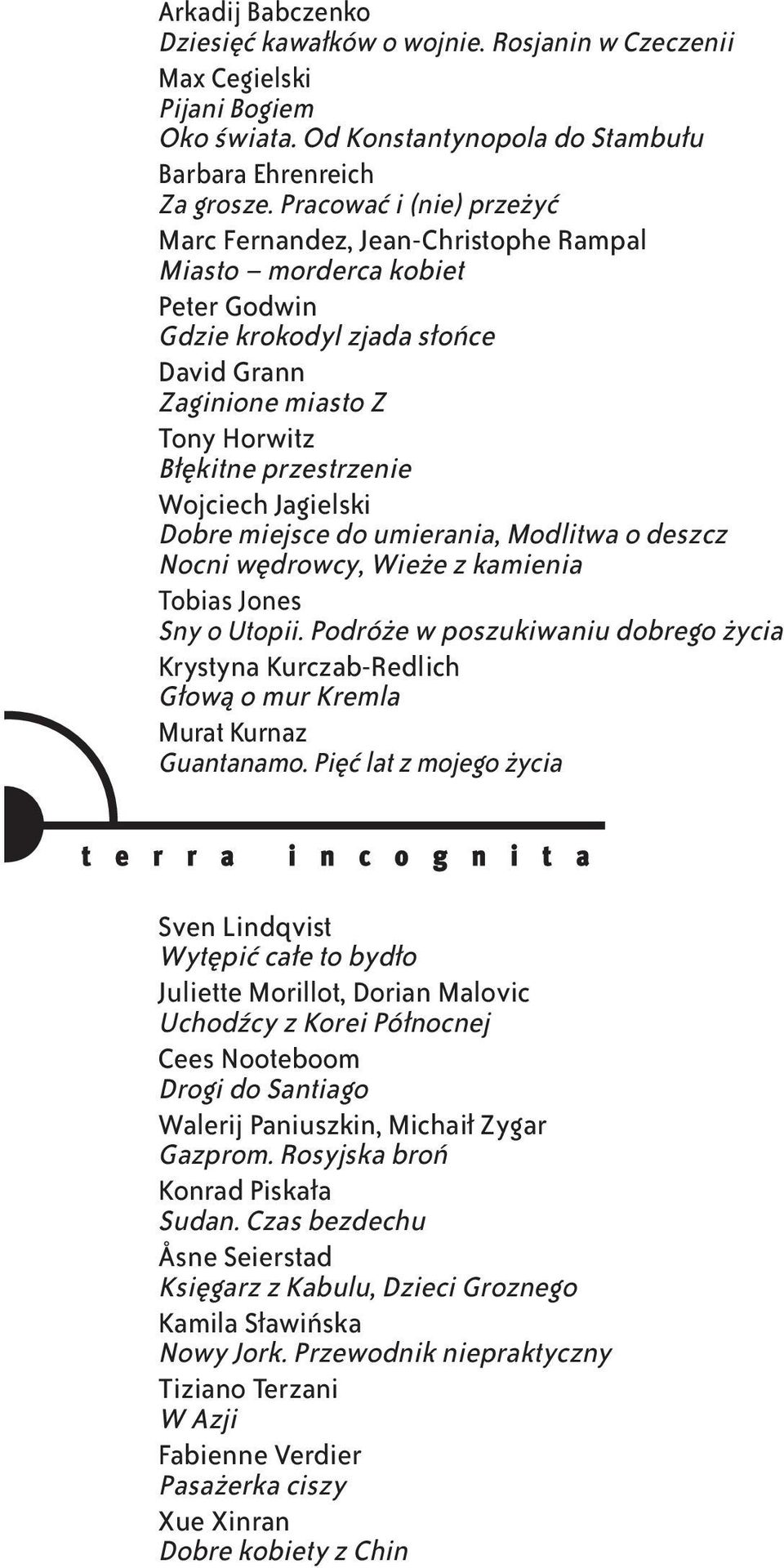 Wojciech Jagielski Dobre miejsce do umierania, Modlitwa o deszcz Nocni w drowcy, Wie e z kamienia Tobias Jones Sny o Utopii.