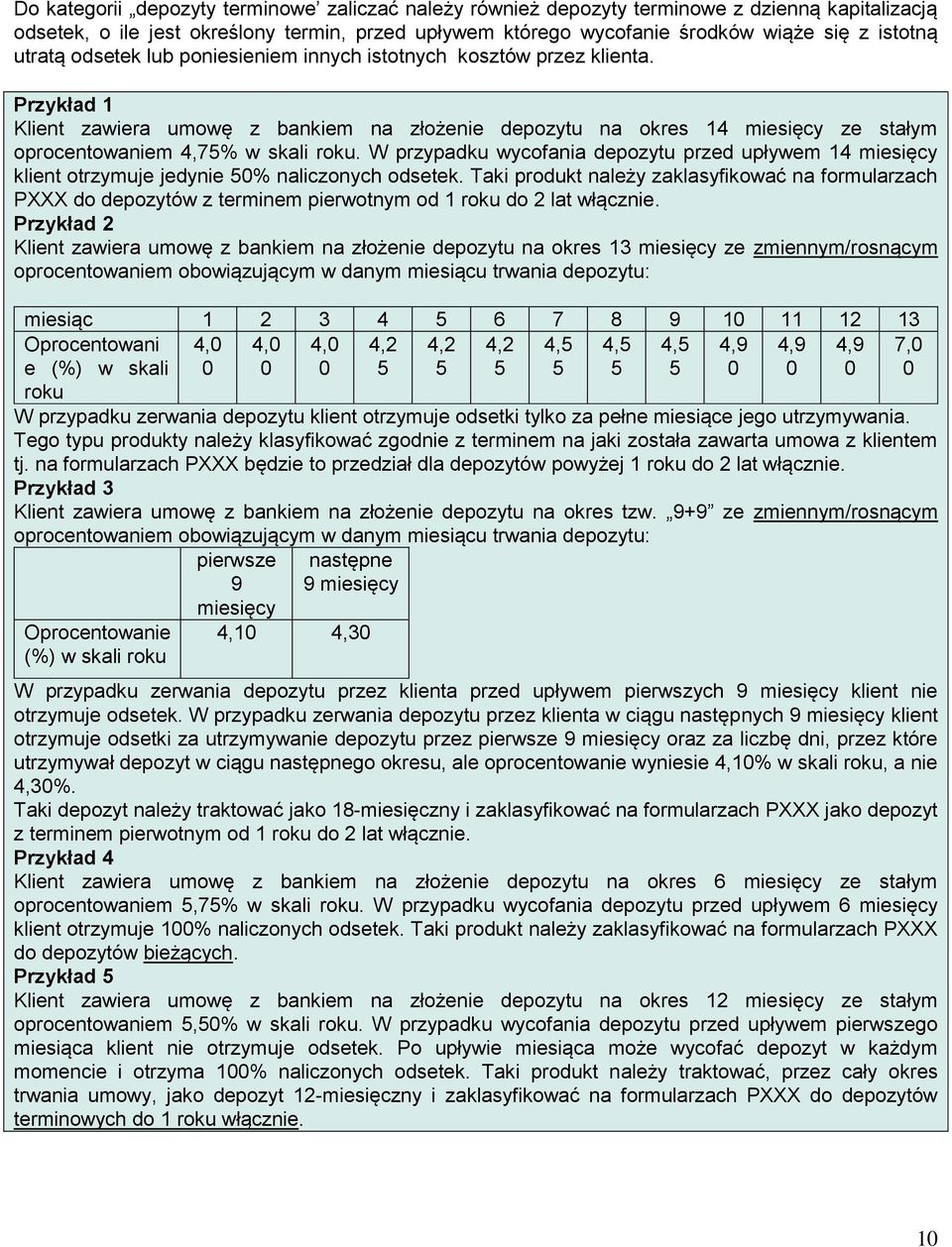 Przykład 1 Klient zawiera umowę z bankiem na złożenie depozytu na okres 14 miesięcy ze stałym oprocentowaniem 4,75% w skali roku.