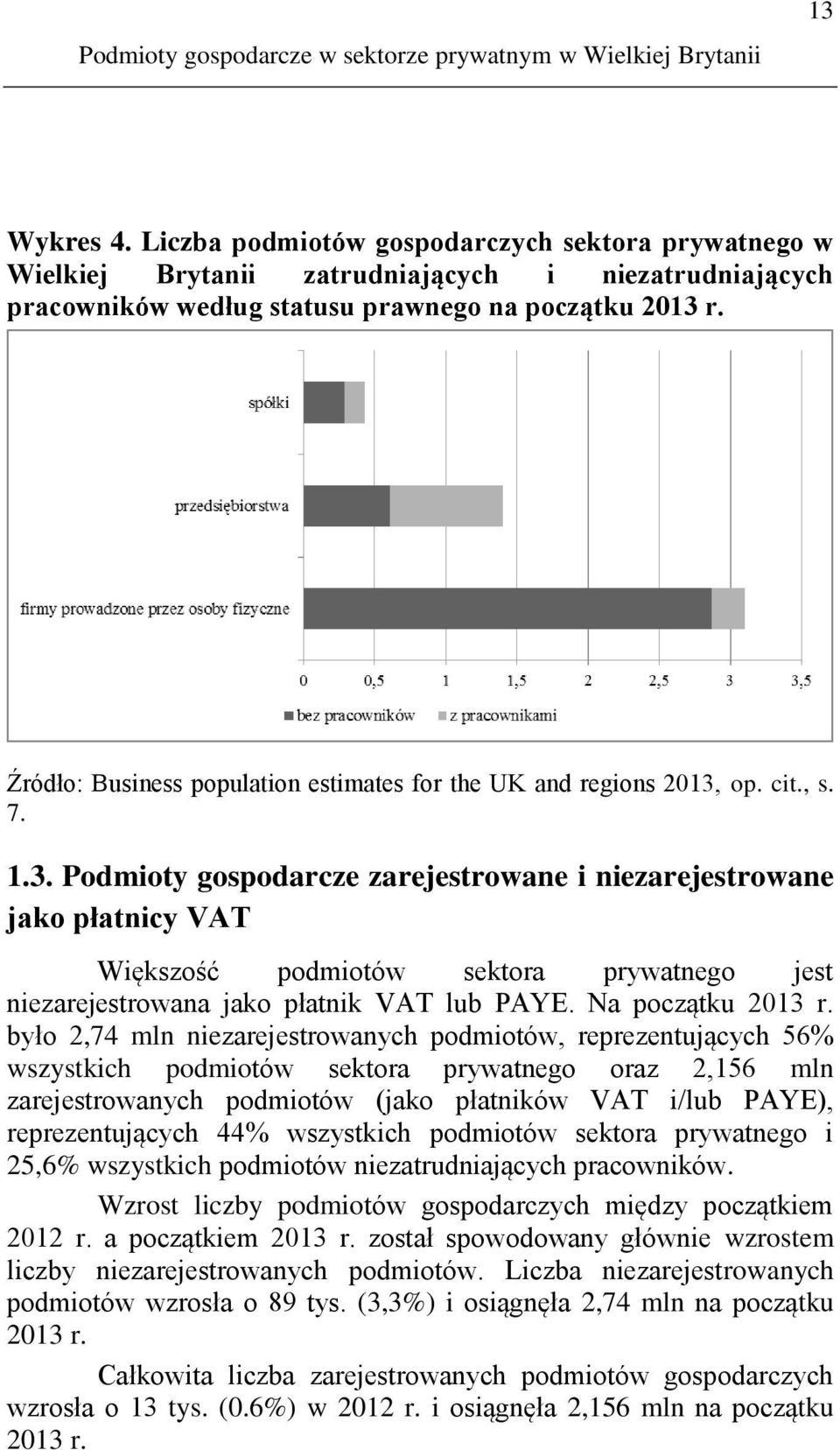 Źródło: Business population estimates for the UK and regions 2013,