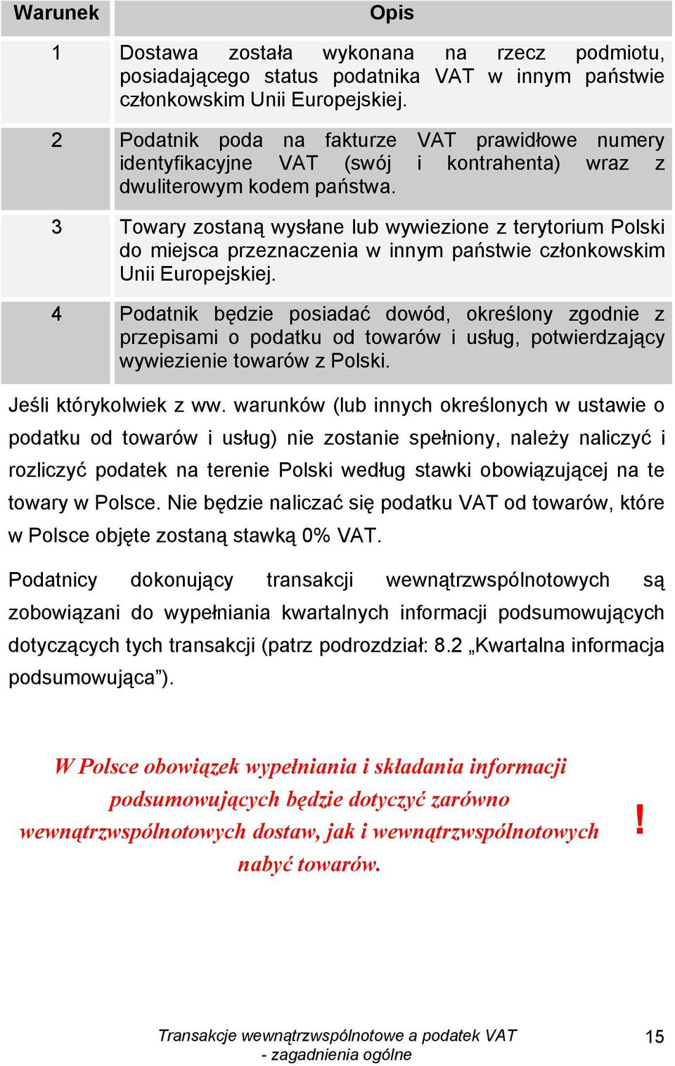 3 Towary zostaną wysłane lub wywiezione z terytorium Polski do miejsca przeznaczenia w innym państwie członkowskim Unii Europejskiej.