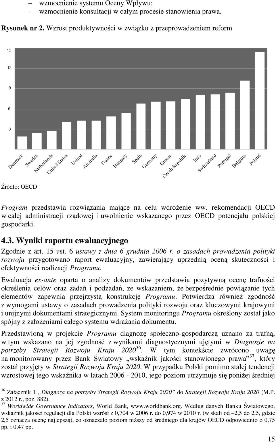 rekomendacji OECD w całej administracji rządowej i uwolnienie wskazanego przez OECD potencjału polskiej gospodarki. 4.3. Wyniki raportu ewaluacyjnego Zgodnie z art. 15 ust.