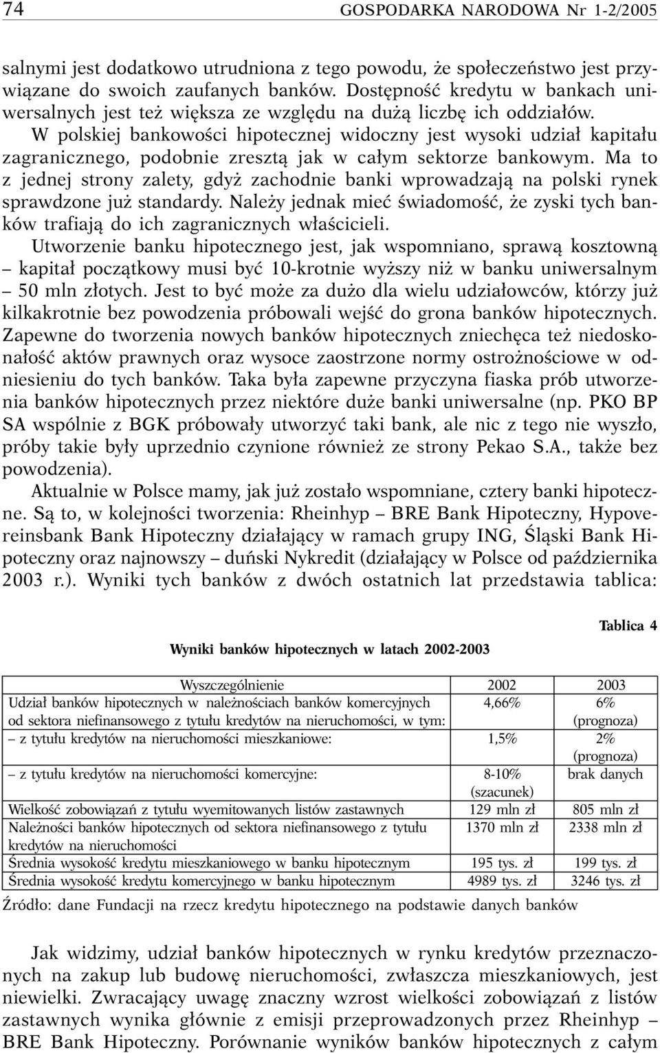 W polskiej bankowoêci hipotecznej widoczny jest wysoki udzia kapita u zagranicznego, podobnie zresztà jak w ca ym sektorze bankowym.