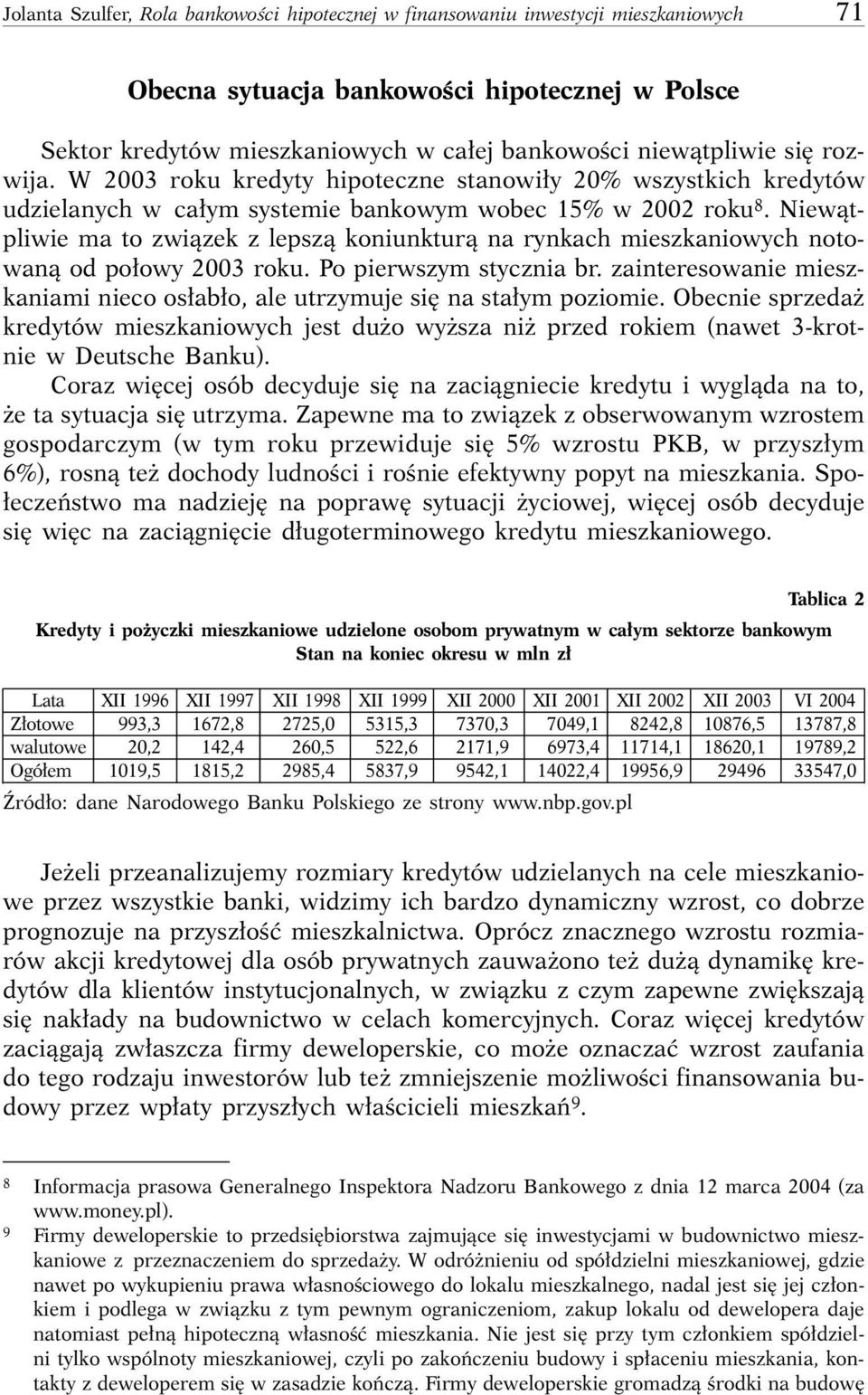 Niewàtpliwie ma to zwiàzek z lepszà koniunkturà na rynkach mieszkaniowych notowanà od po owy 2003 roku. Po pierwszym stycznia br.