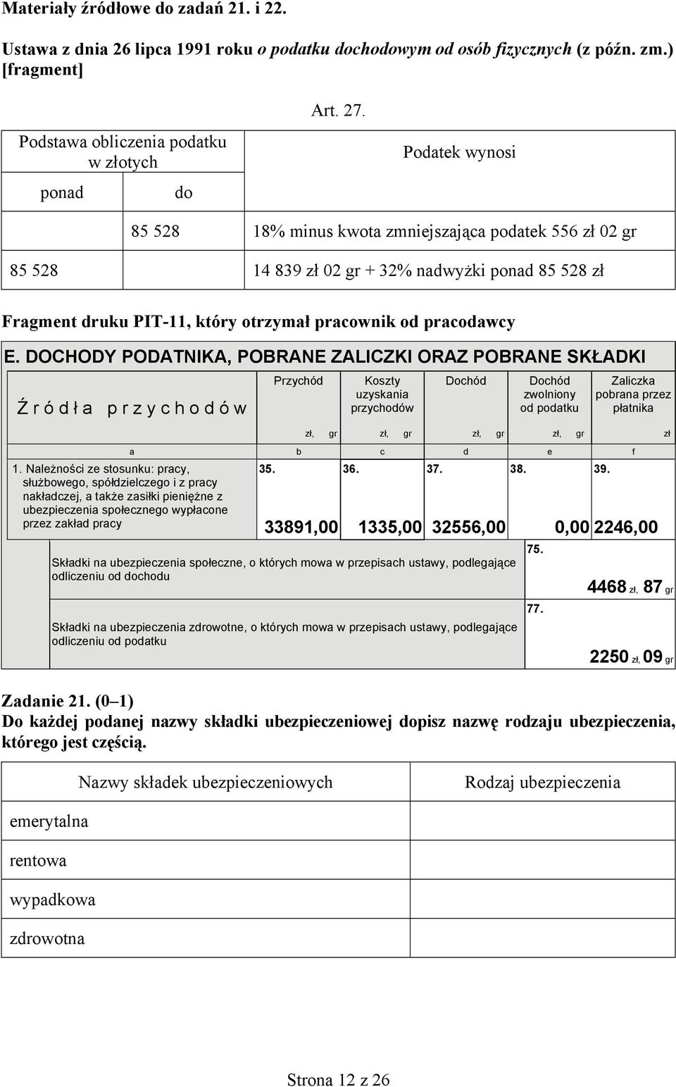 który otrzymał pracownik od pracodawcy E.