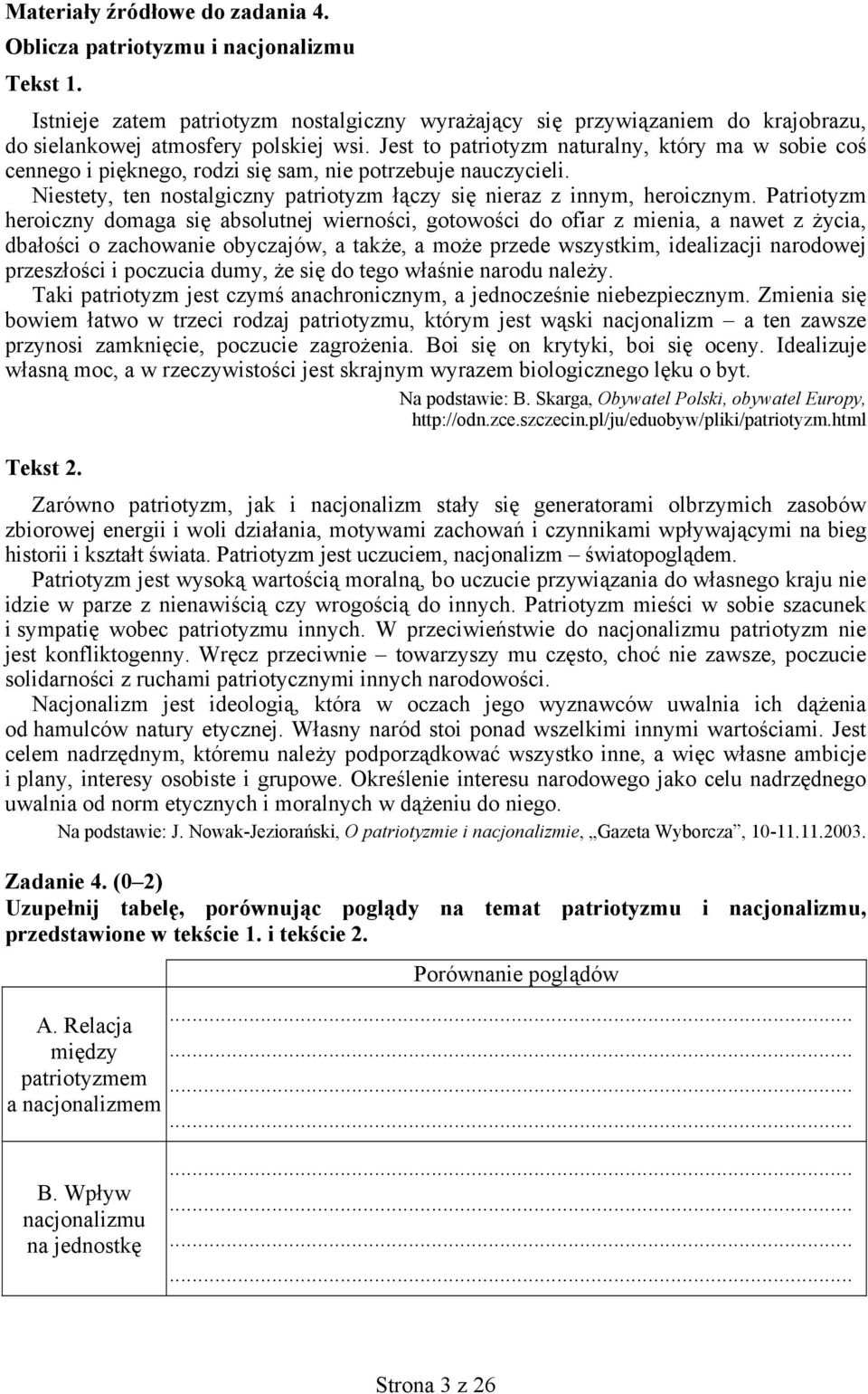 Patriotyzm heroiczny domaga się absolutnej wierności, gotowości do ofiar z mienia, a nawet z życia, dbałości o zachowanie obyczajów, a także, a może przede wszystkim, idealizacji narodowej