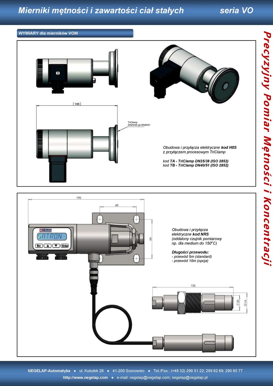 TriClamp DN40/51 (ISO 2852) elektryczne kod NRS (oddalony czujnik pomiarowy np.