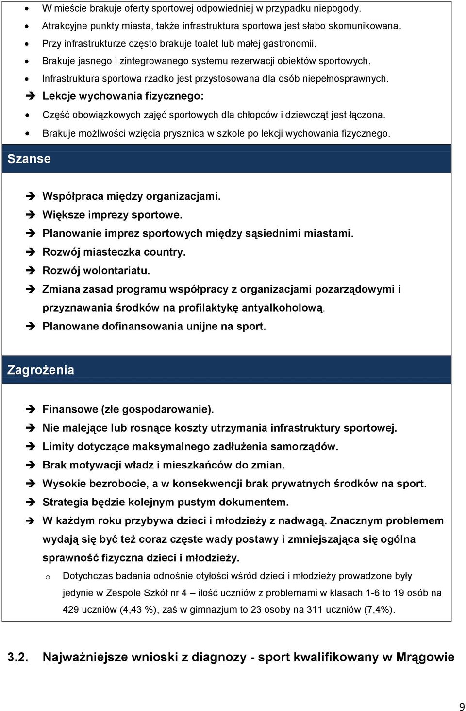 Infrastruktura sportowa rzadko jest przystosowana dla osób niepełnosprawnych. Lekcje wychowania fizycznego: Część obowiązkowych zajęć sportowych dla chłopców i dziewcząt jest łączona.