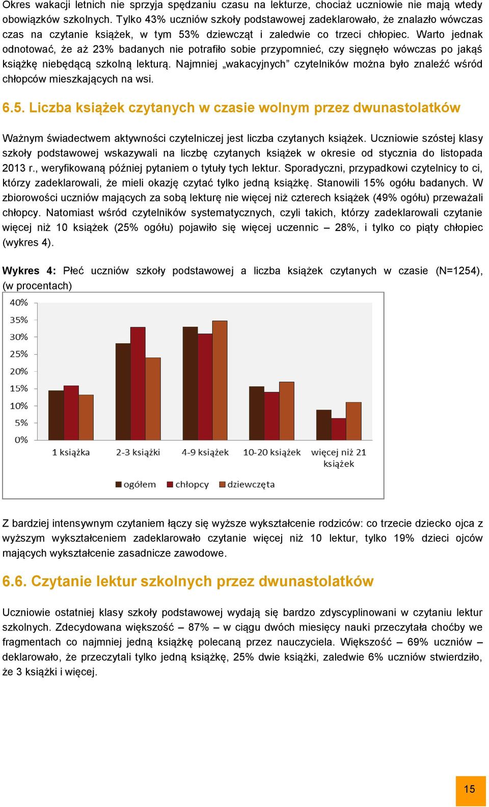 Warto jednak odnotować, że aż 23% badanych nie potrafiło sobie przypomnieć, czy sięgnęło wówczas po jakąś książkę niebędącą szkolną lekturą.