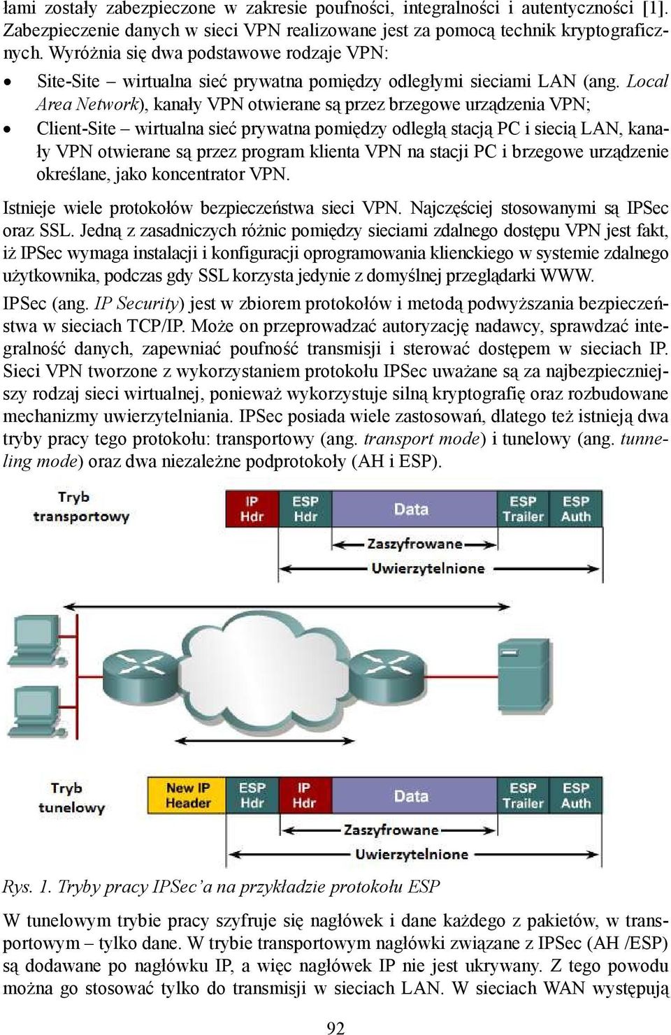 Local Area Network), kanały VPN otwierane są przez brzegowe urządzenia VPN; Client-Site wirtualna sieć prywatna pomiędzy odległą stacją PC i siecią LAN, kanały VPN otwierane są przez program klienta