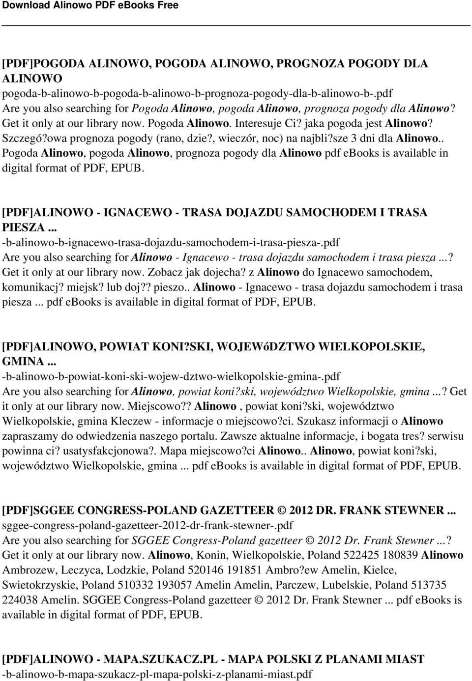 owa prognoza pogody (rano, dzie?, wieczór, noc) na najbli?sze 3 dni dla Alinowo.. Pogoda Alinowo, pogoda Alinowo, prognoza pogody dla Alinowo pdf ebooks is available in digital format of PDF, EPUB.