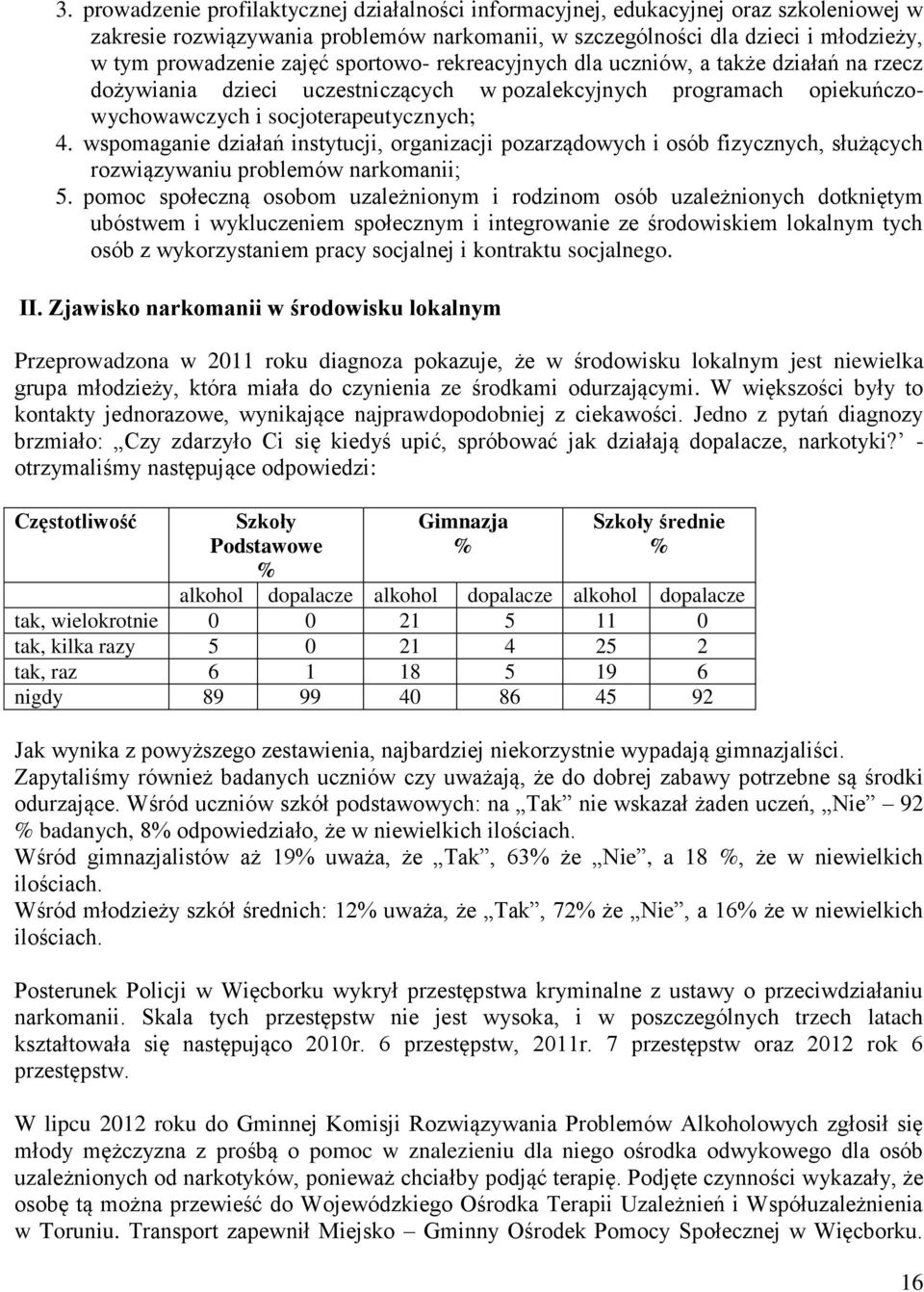 wspomaganie działań instytucji, organizacji pozarządowych i osób fizycznych, służących rozwiązywaniu problemów narkomanii; 5.