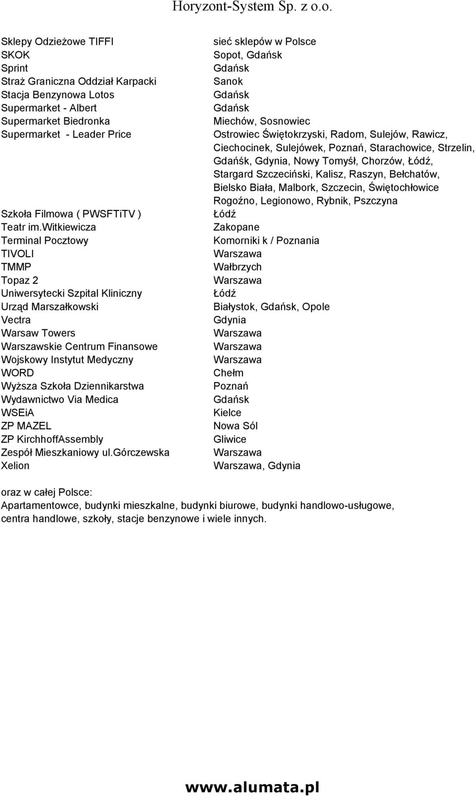 Dziennikarstwa Wydawnictwo Via Medica WSEiA ZP MAZEL ZP KirchhoffAssembly Zespół Mieszkaniowy ul.