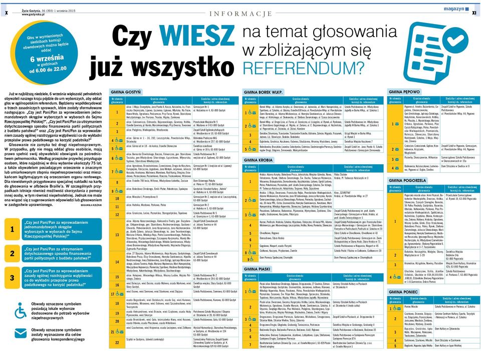 magazyn XI Już w najbliższą niedziele, 6 września większość pełnoletnich obywateli naszego kraju pójdzie do urn wyborczych, aby oddać głos w ogólnopolskim referendum.