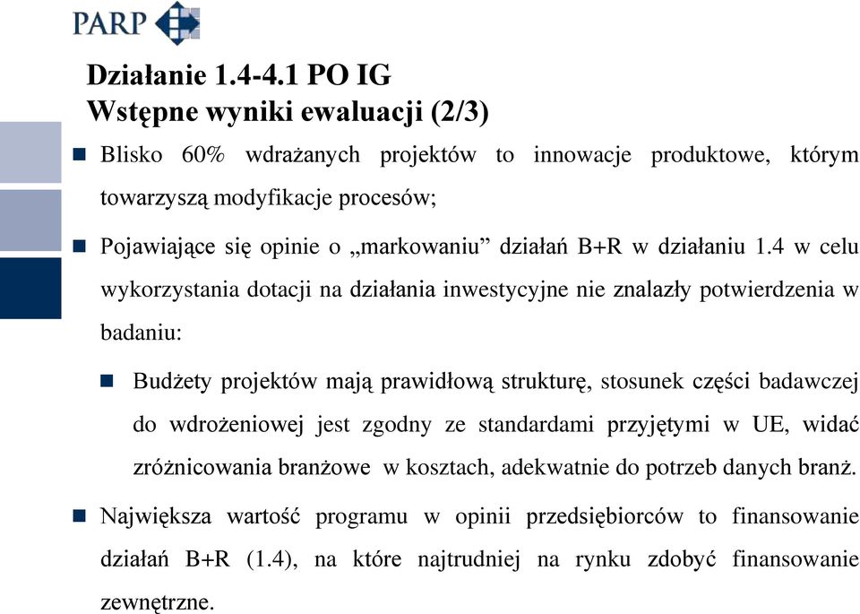 markowaniu działań B+R w działaniu 1.