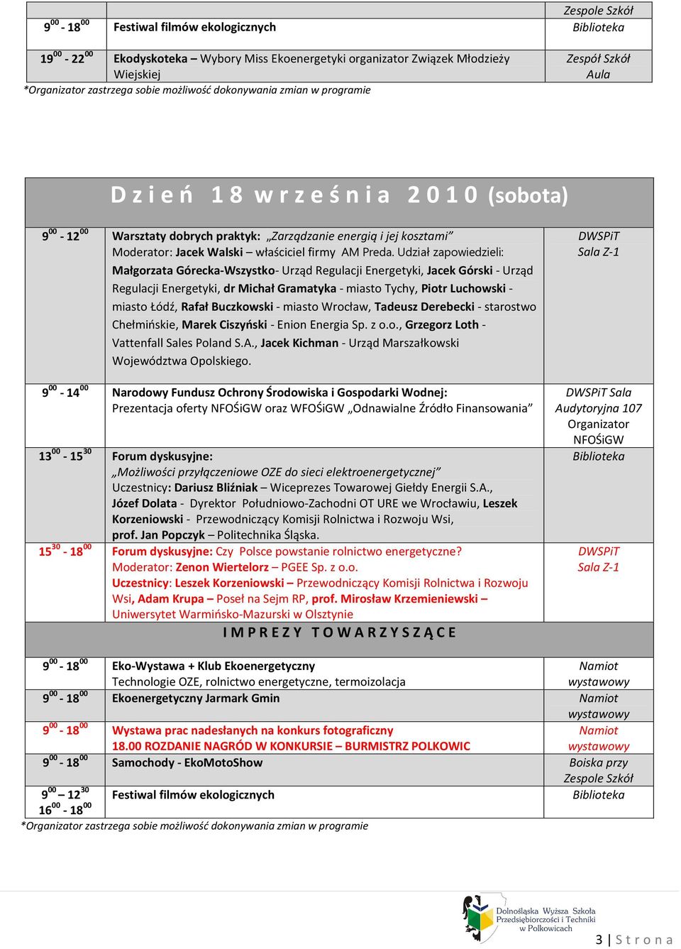 Udział zapowiedzieli: Małgorzata Górecka-Wszystko- Urząd Regulacji Energetyki, Jacek Górski - Urząd Regulacji Energetyki, dr Michał Gramatyka - miasto Tychy, Piotr Luchowski - miasto Łódź, Rafał