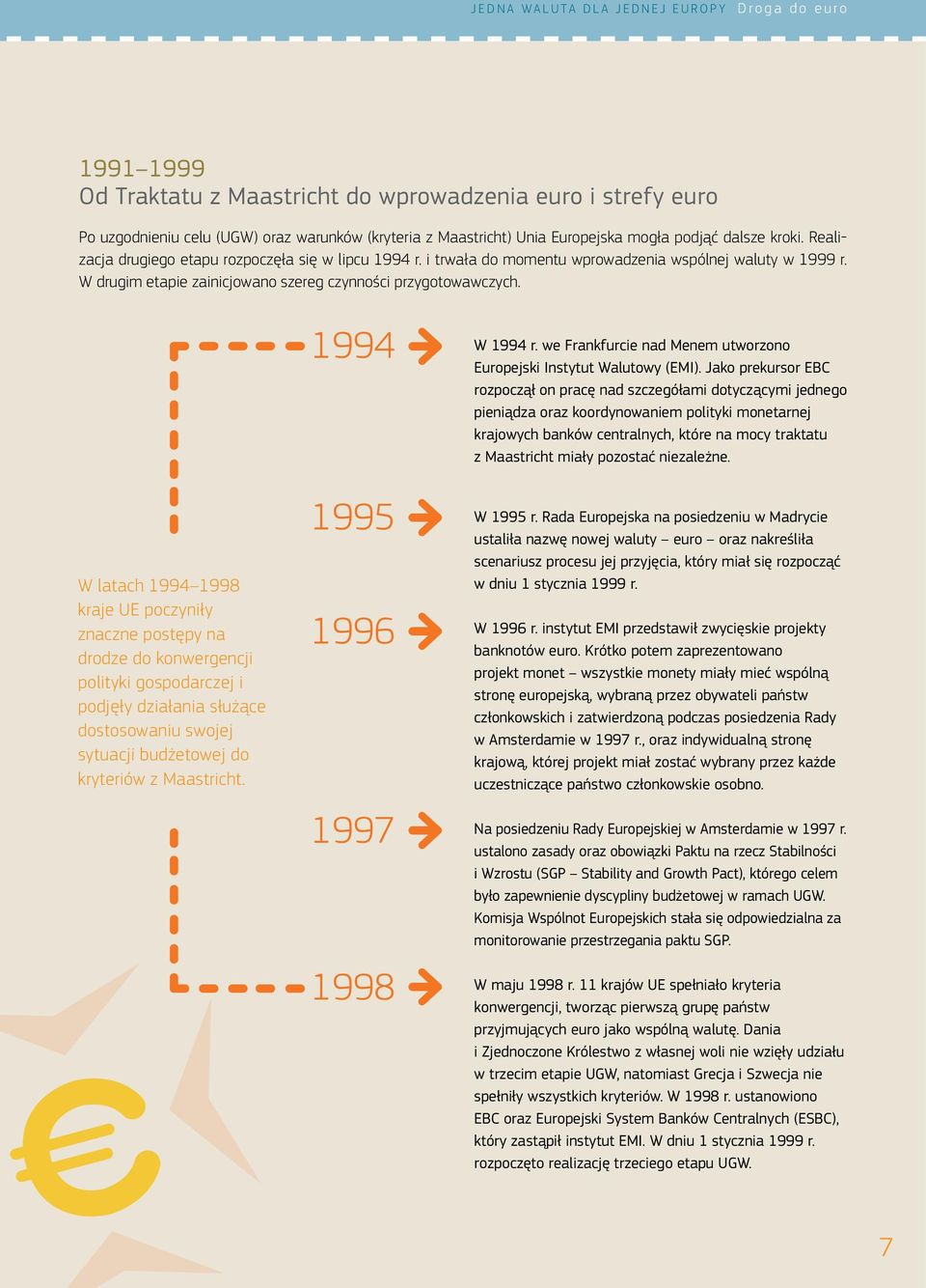 W latach 1994 1998 kraje UE poczyniły znaczne postępy na drodze do konwergencji polityki gospodarczej i podjęły działania służące dostosowaniu swojej sytuacji budżetowej do kryteriów z Maastricht.