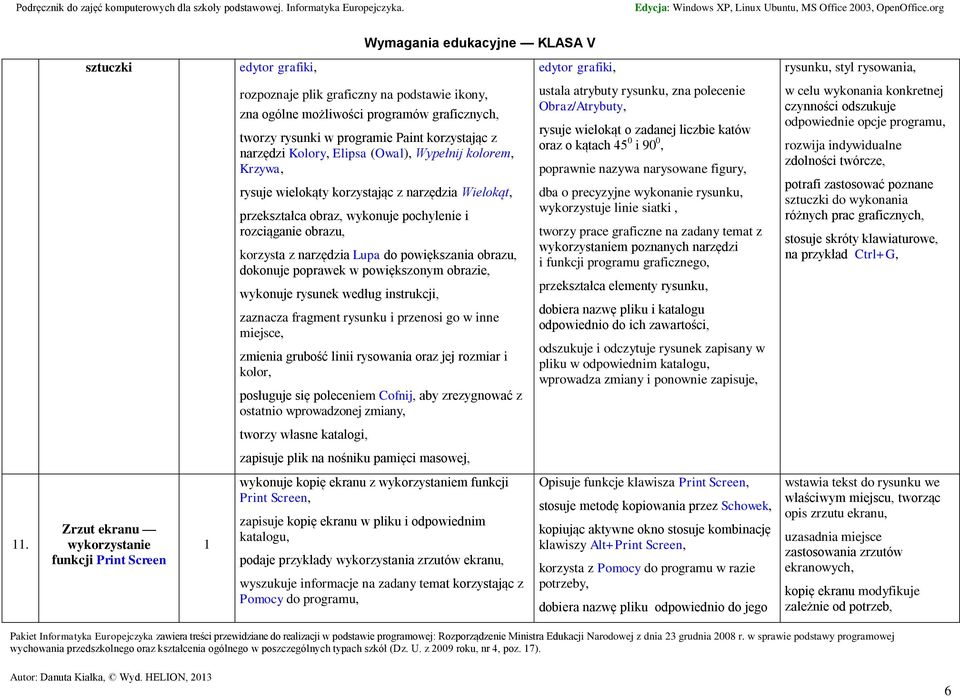 narzędzia Lupa do powiększania obrazu, dokonuje poprawek w powiększonym obrazie, wykonuje rysunek według instrukcji, zaznacza fragment rysunku i przenosi go w inne miejsce, zmienia grubość linii