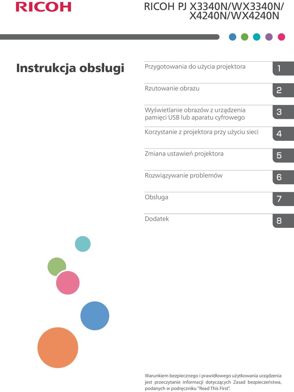 projektora Rozwiązywanie problemów Obsługa Dodatek Warunkiem bezpiecznego i prawidłowego użytkowania