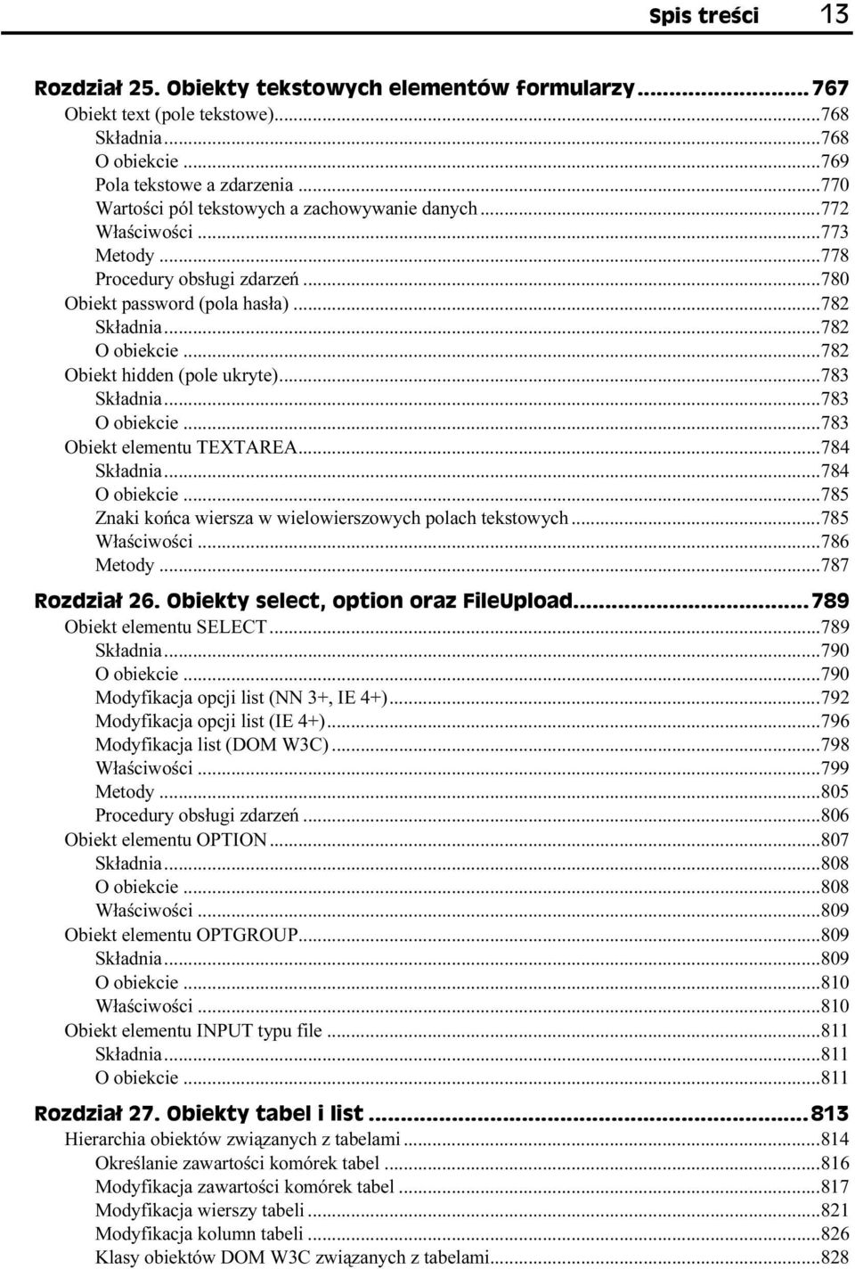 ..784 Składnia...784 O obiekcie...785 Znaki końca wiersza w wielowierszowych polach tekstowych...785 Właściwości...786 Metody...787 Obiekt elementu SELECT...789 Składnia...790 O obiekcie.