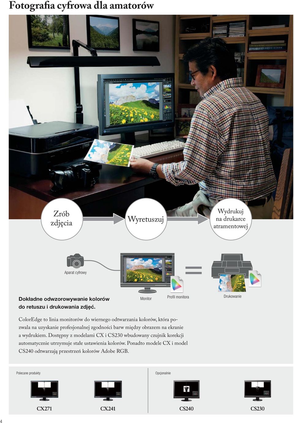 Monitor Profil monitora Drukowanie ColorEdge to linia monitorów do wiernego odtwarzania kolorów, która pozwala na uzyskanie profesjonalnej