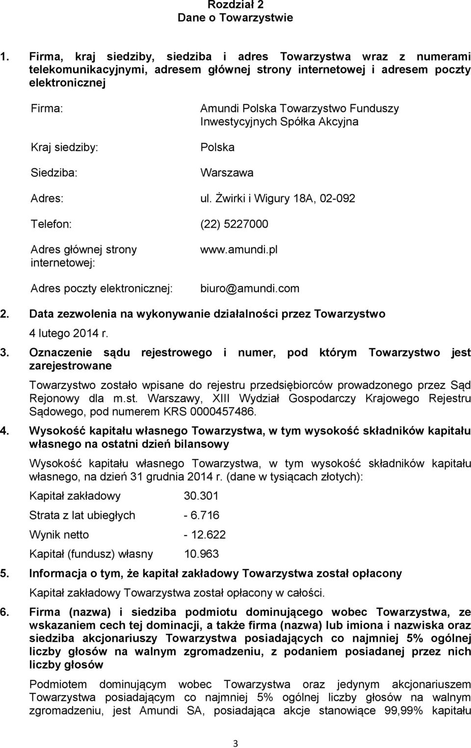 Polska Towarzystwo Funduszy Inwestycyjnych Spółka Akcyjna Polska Warszawa Adres: ul.