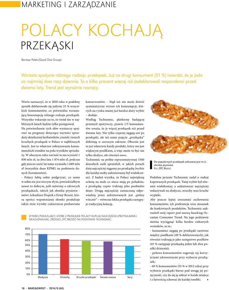 Warto zaznaczyć, że w 2010 roku w podobny sposób deklarowało się jedynie 25 % wszystkich konsumentów, co potwierdza wzrastającą konsumpcję różnego rodzaju przekąsek.