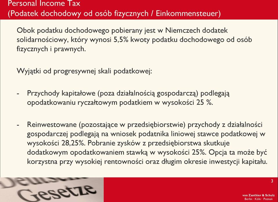 Wyjątki od progresywnej skali podatkowej: - Przychody kapitałowe (poza działalnością gospodarczą) podlegają opodatkowaniu ryczałtowym podatkiem w wysokości 25 %.