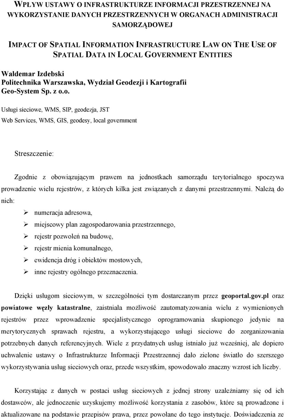 itechnika Warszawska, Wydział Geod