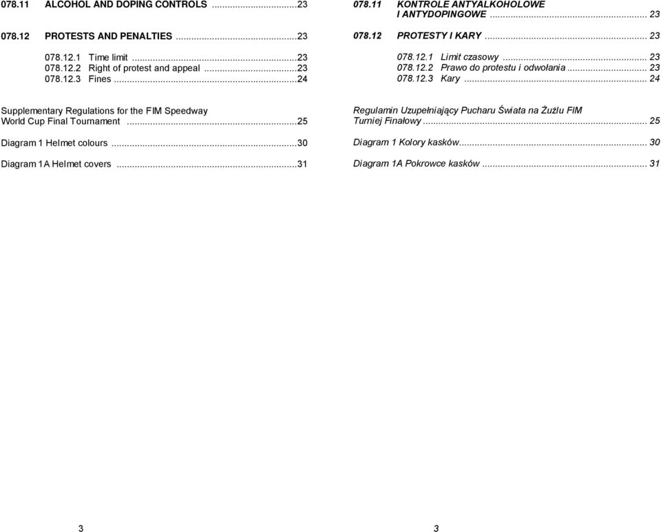 .. 23 078.12.3 Kary... 24 Supplementary Regulations for the FIM Speedway World Cup Final Tournament...25 Diagram 1 Helmet colours.