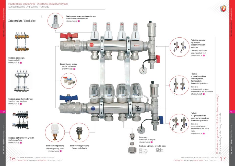 air vent STRON / PGE 27 od strony 7 do 54 / PGES FROM 7 TO 54 Rozdzielacze ze stali nierdzewnej Stainless steel manifolds STRON / PGE 19 Rozdzielacze tworzywowe Divifold Divifold manifolds STRON /